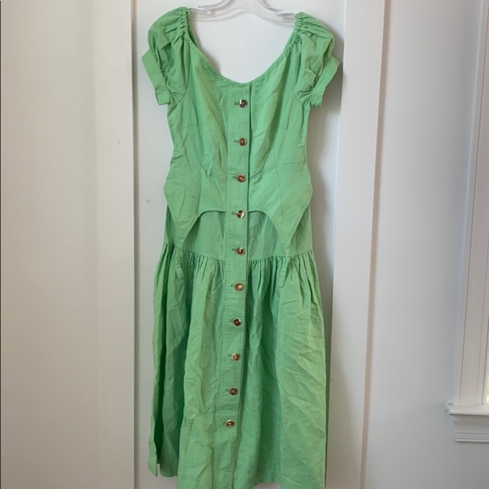 NWT House Of Sunny Rustic Green Cold Shoulder Dres - Picture 6 of 10